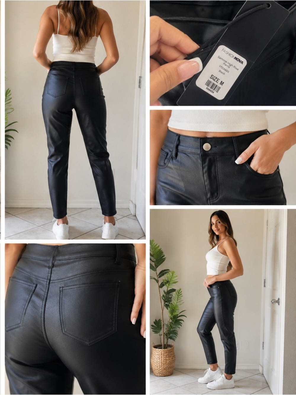 NWT Fashion Nova Sammie High Rise Faux Leather Pants Black Size Medium
